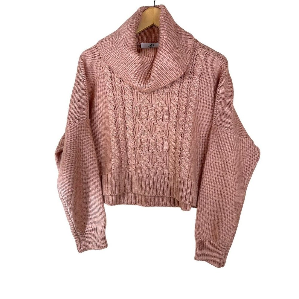 Jack BB Dakota Sweater Women Size XS* Cropped Oversized Chunky Cable Knit Pink